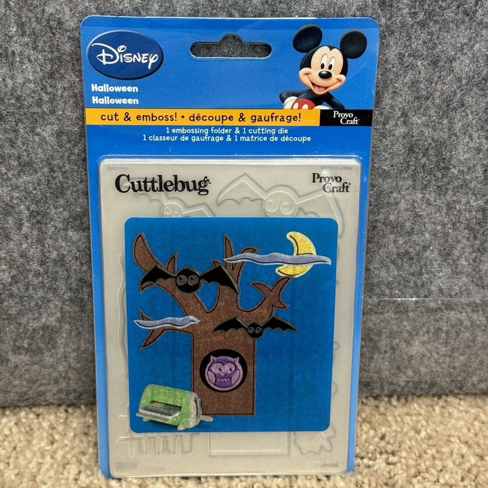 Provo Craft Cuttlebug Disney Halloween Cutting Die/Embossing Folder Bats Owl New